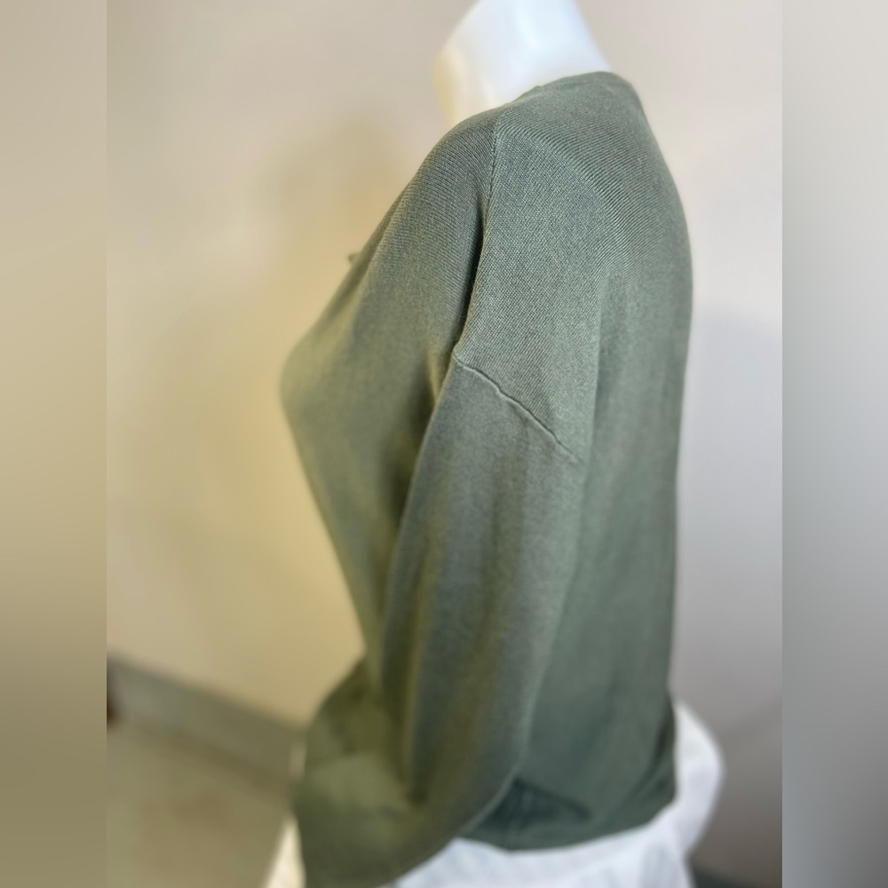 Ann Taylor~NWT~Soft~Olive Green~Cowl Neck~Drop Shoulder~Knit Sweater~Size L - Picture 7 of 10